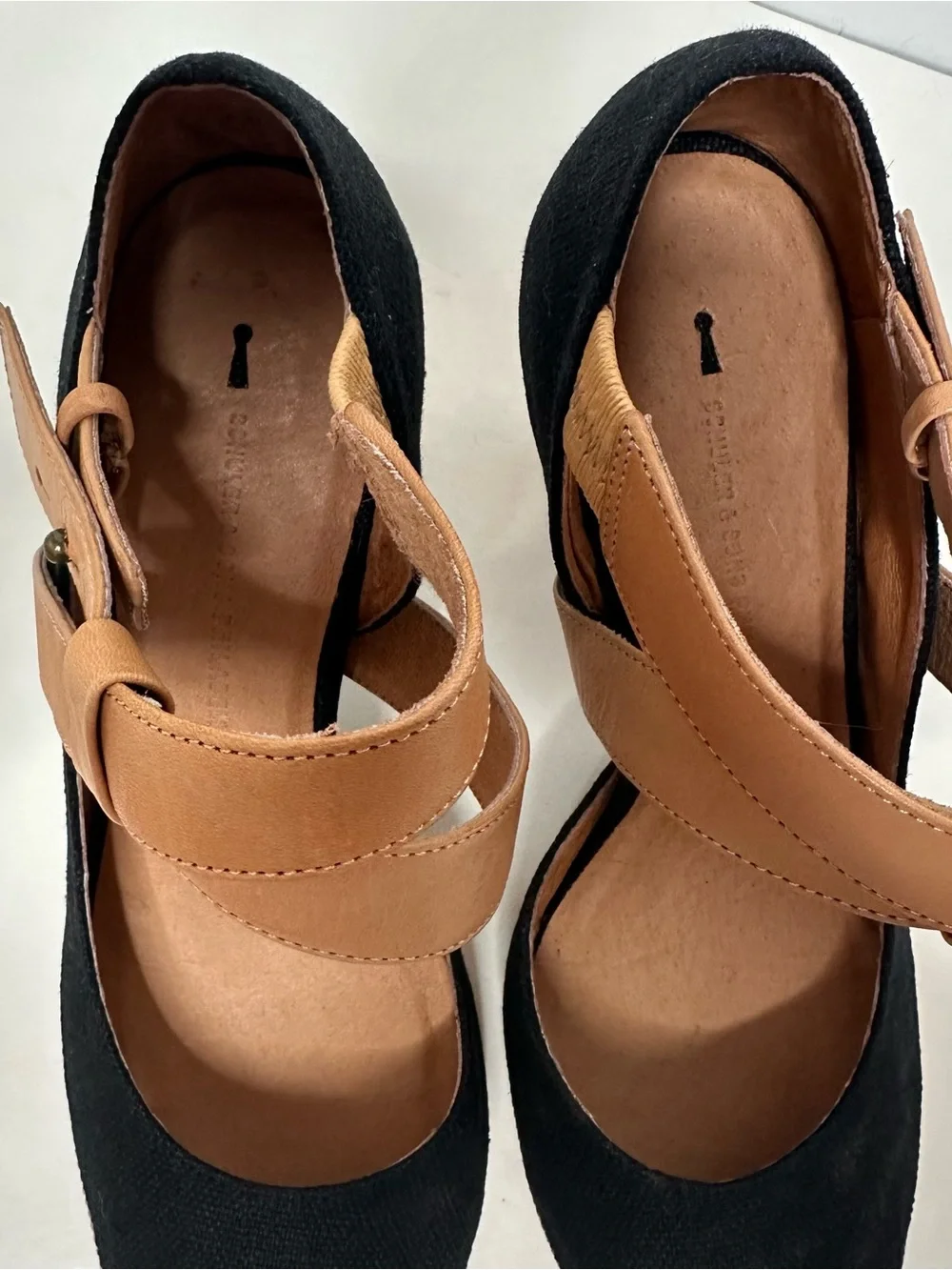 Schuler & Sons Philadelphia Anthropologie Canvas Leather Criss Cross Heels 9.5